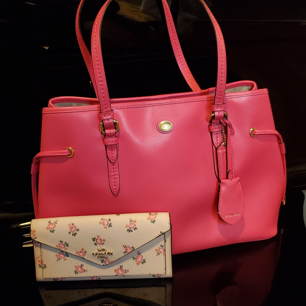 Bright Pink Coach Leather Bag And Wallet Set - Picture 16 of 16
